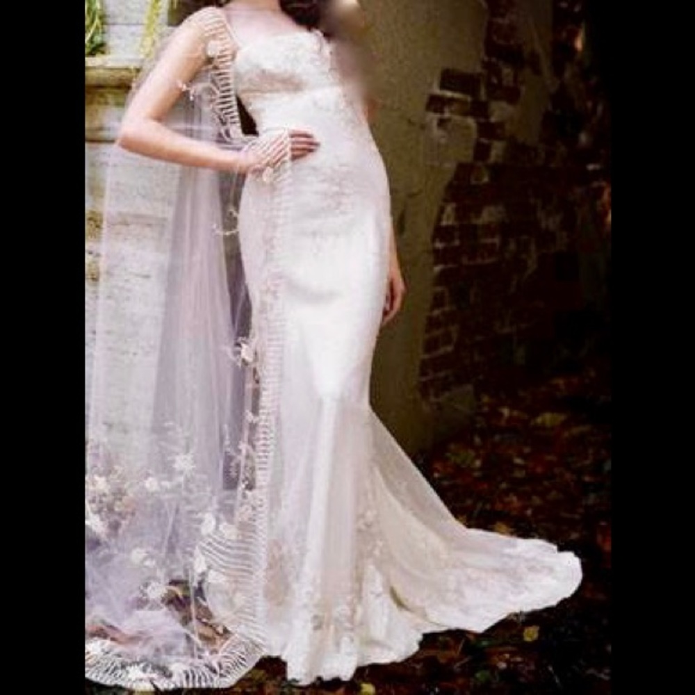 Lazaro Couture Silk Organza Bridal Gown Street Sz 6/Label 10 - Picture 1 of 12